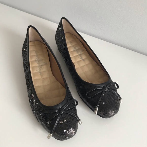 Joan Boyce Vintage Black Sequins Flats Bow Tie Women’s Shoes Y2K - Picture 8 of 16